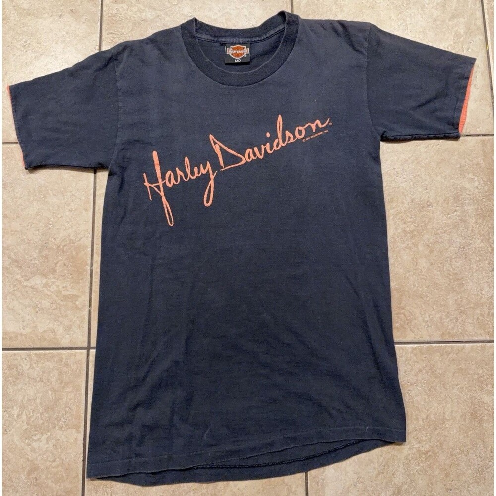 Vintagage 90s Harley Davidson Shirt Mens M Black Single Stitch Houston Texas